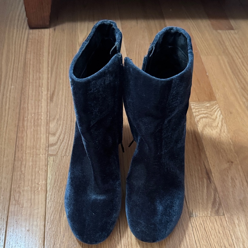 Kenneth Cole Black Velvet Ankle Booties